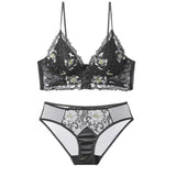 Sexy Embroidery Lace Bra Set Women Lingerie French Wireless Bralette Push Up Brassiere Female Underwear Bra and Panty