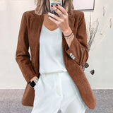 Zingj And Winter New Corduroy Cardigan Temperament Slim Solid Color Leisure Professional Small Suit Jacket-Outfit
