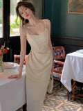 Women Summer Midi Dress Spaghetti Strap Sexy Bodycon Elegant Party Slim One Piece Clothes
