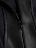 Spring Black Extra Long Faux Leather Tank Dress Autumn Elegant Stylish Backless Maxi Dresses for Women Clothing