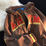 letter embroidery zipper cardigan hoodie women's spring 2022 new loose Korean version cardigan plus size hoodies