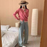 Splicing Color Fake Two Knitted Cardigan Women Wear Thin Sweaters Folded In