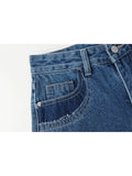 Denim Shorts Vintage Chic Black Ladies Hot Short Pants High Waist Y2K Harajuku Streetwear Loose Blue Wide-leg Jeans