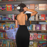 Autumn Fashion Trend Women's New Short-Sleeved Round Collar Body And Hip-Back