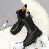Zingj The Fall And Winter Of 2023, The British Wind Round-Headed Square Heel Thick Platform Chelsea Boots, Women's Leather Boots Ankle Boots-Outfit