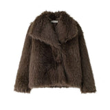 Autumn New Women's Temperament Collar Artificial Leather Effect Short Coat