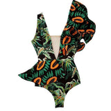Sexy One Piece Swimsuit Women Swimwear Floral Print Bodysuit Summer Beach Bathing Suit Monokini Swimsuit