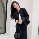 Zingj Texture Short Coat Female Spring And Autumn 2024 New Hot Style National Wind Plate Buckle Long Sleeve Jacket Autumn Women's Wear-Outfit