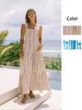 Zingj Years Fresh And Sweet Wind Spring And Summer Striped Print One Word Tie Dress
