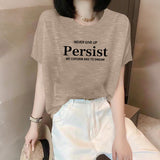 Shoulder Short-Sleeved T-Shirt Lady Loose Summer New Bamboo Festival Cotton Age-Red-Down Shirt Fashion Casual