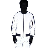 Fall And Winter Male And Female All Reflective Flight Jacket High Street Outdoor Sports Reflective Trench Coat Baseball Jacket-Outfit