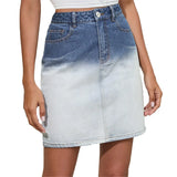 Denim Plus Size Skirt Spring Zipper Slim Gradient Ladies Skirt High Waist Short Skirt Summer Gothic Club Large Jean