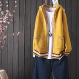 women's 2021 autumn new hooded knitted cardigan Korean style small fresh button sweater outer top