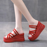Shoe Two Wearing Women's Sandals Slope Heel Thick-Soled Fairy Summer Comfortable Ultra-High Heel Slippers With Cool Drag Women
