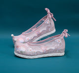 Zingj Shoes Bow Shoes Hanfu Shoes Nail Beads National Style Ancient Costume Mesh Embroidered Cloth Shoes Summer Female