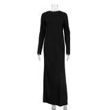Zingj New 2023 Women's Bottom Dress Fashion Long Sleeve Slit Satin Pendant Wrap Hip Skirt-Outfit