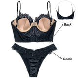 Ultra Thin Lace Underwear Sets Women Bralette Push Up Brassiere Sexy Eyelash Bra French Lingerie Female Bra and Panty