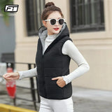 New Autumn Winter Women Vest Cotton Hooded Casual Slim Waistcoat Female Sleeveless