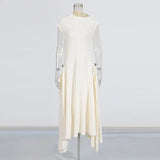 French Retro Style Dress 2025 New Semi-High-Collar Irregular Design Temperament High-End Dress Dress