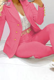 Work Two Pice Sets 2023 Spring Autumn Top Black Blazer Femme Long Pants Blazer Femenino Suit Work Outfits Elegant