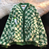 checkerboard plaid lamb wool design sense jackets for women Y2K winter loose baseball padded jackets for women winter