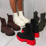 Size 43 Couple Socks Boots 2025 Autumn New Thick-Bottom Leisure Knitted Short Boots Women's Thick-Bottom Mid-Sleeve Women's