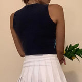 V Neck Vintage Argyle Sweater Vest Women Black Sleeveless Plaid Knitted Crop Sweaters Casual Autumn Preppy