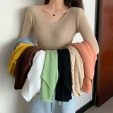 Basic B-neck Solid Autumn Winter Pullover Women Female Knitted Ribbed Sweater Slim Long Sleeve Badycon High Quality