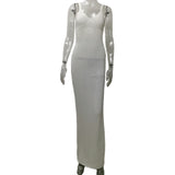 Summer New Holiday Style Knitted Dress Women's Sling Skirt Side Open-Back Hollow Pattern Knitted