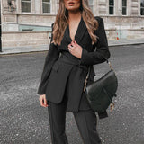 Spot 2025 Autumn And Winter Women's Fashion Thickened Senior Lace-Up Suit Trousers Suit Two