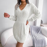 Wind Shooting Autumn And Winter Fashion Waists And Hips Dress Sweater Dress Women's