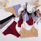 Seamless Bra Set Women Underwear Sexy Crop Top Suit Bralette Female Lingerie Basic Stretchy Ribbed Tank Tops