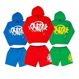 Autumn Trend Retro Personality Street Hip-Hop Printed Hooded Sweater Suit For Men And