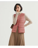Hot Style Autumn Winter New Down Vest Female Thin And Short Money Without Collar Vest Fashion Portable Coat Slim Tide-Outfit