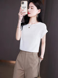 Blouse for Women Short sleeve Womens Tops Loose Casual Blouse Cotton Summer Women's Clothing Solid OL Elegant Women