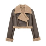 New Autumn And Winter Double-Sided Locomotive Jacket Jacket Women's Short-Colored Zipper