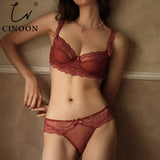 New Plus Size Bra Set Push Up Bras and Panty Set Embroidery Underwire Lingerie Set Ultrathin Underwear Set Sexy Lace