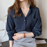 Women's Shirt Classic Chiffon Blouse Female Plus Size Loose Long Sleeve Shirts Lady Simple Style Tops Clothes Blusas