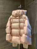 Advanced Sense Plus 90 White Duck Down Down Jacket Female 2024 Autumn And Winter New Short Hoodie Station Loose Coat Tide-Outfit