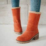 Zingj And Winter 35-43 Large Size Low Tube Plus Velvet Warm Thick With Students Leisure Flat Women's Boots- Outfit