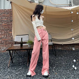 Streetwear Women Jeans Pink Y2K Korean Fashion 2022 Harajuku Low Waist Denim Pants Women Loose Trousers Female