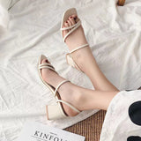 Fine Sandals Female Fairy Wind 2025 New Medium Heds Slippers Women Wear Coarse Heel With Women's