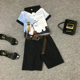 summer 2 pieces suits girl print chiffon blouse shirt women tops + shorts set Women two piece set tracksuit With