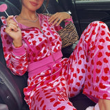 SUCHCUTE Kawaii Heart Print Pink Cropped Sweatshirts Vintage Long Sleeve Slim Aesthetic Hoodies Harajuku Zip Up Streetwear