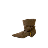 Metal Buckle Coarse And Pointed Velvet Short