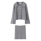 Spring Long Sleeve Clasp Dress Loose Sweater Tight Skirt Knit