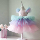Girls Dress Birthday Party Princess Dress Lace Kids Ball Gown Elegant Dress Casual Children Tulle Dots Dress Size