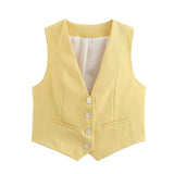 Summer New Women's Street Fashion Leisure Vest 15 Color V Collar