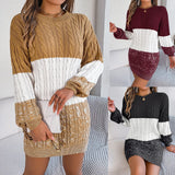 Shooting 2025 Autumn And Winter Casual Lantern Sleeve Sweater Dress Women's