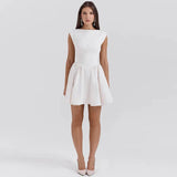 Short Sleeve Backless Mini Dress- Outfit